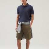 Polo Mackinack tinta in capo in piqué di cotone elasticizzato CFWOPO0065MRUT1483 3989 WOOLRICH Melton blue 