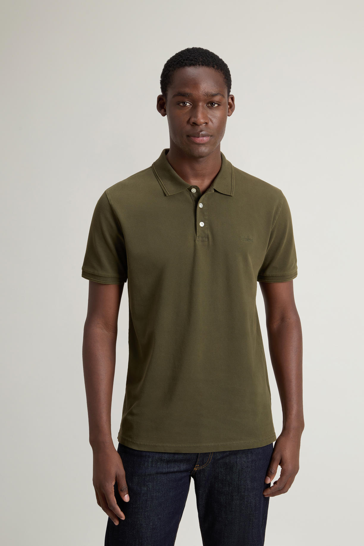 Polo Mackinack tinta in capo in piqué di cotone elasticizzato CFWOPO0065MRUT1483 6006 WOOLRICH Greenstone 