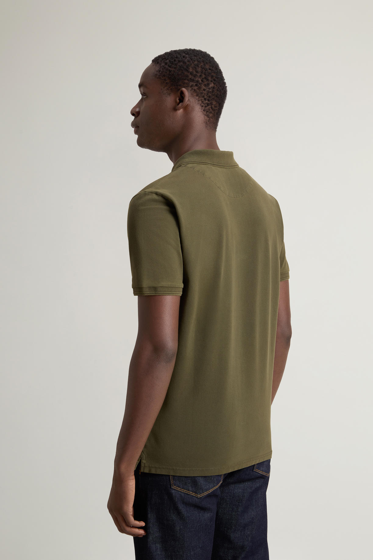 Polo Mackinack tinta in capo in piqué di cotone elasticizzato CFWOPO0065MRUT1483 6006 WOOLRICH Greenstone 