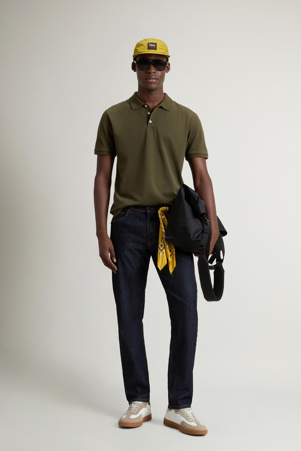 Polo Mackinack tinta in capo in piqué di cotone elasticizzato CFWOPO0065MRUT1483 6006 WOOLRICH Greenstone 