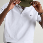 Polo Monterey in piquet di cotone elasticizzato con bordi a righe CFWOPO0066MRUT2556 8041 WOOLRICH Bright white 