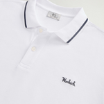 Polo Monterey in piquet di cotone elasticizzato con bordi a righe CFWOPO0066MRUT2556 8041 WOOLRICH Bright white 