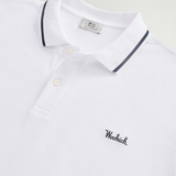 Polo Monterey in piquet di cotone elasticizzato con bordi a righe CFWOPO0066MRUT2556 8041 WOOLRICH Bright white 
