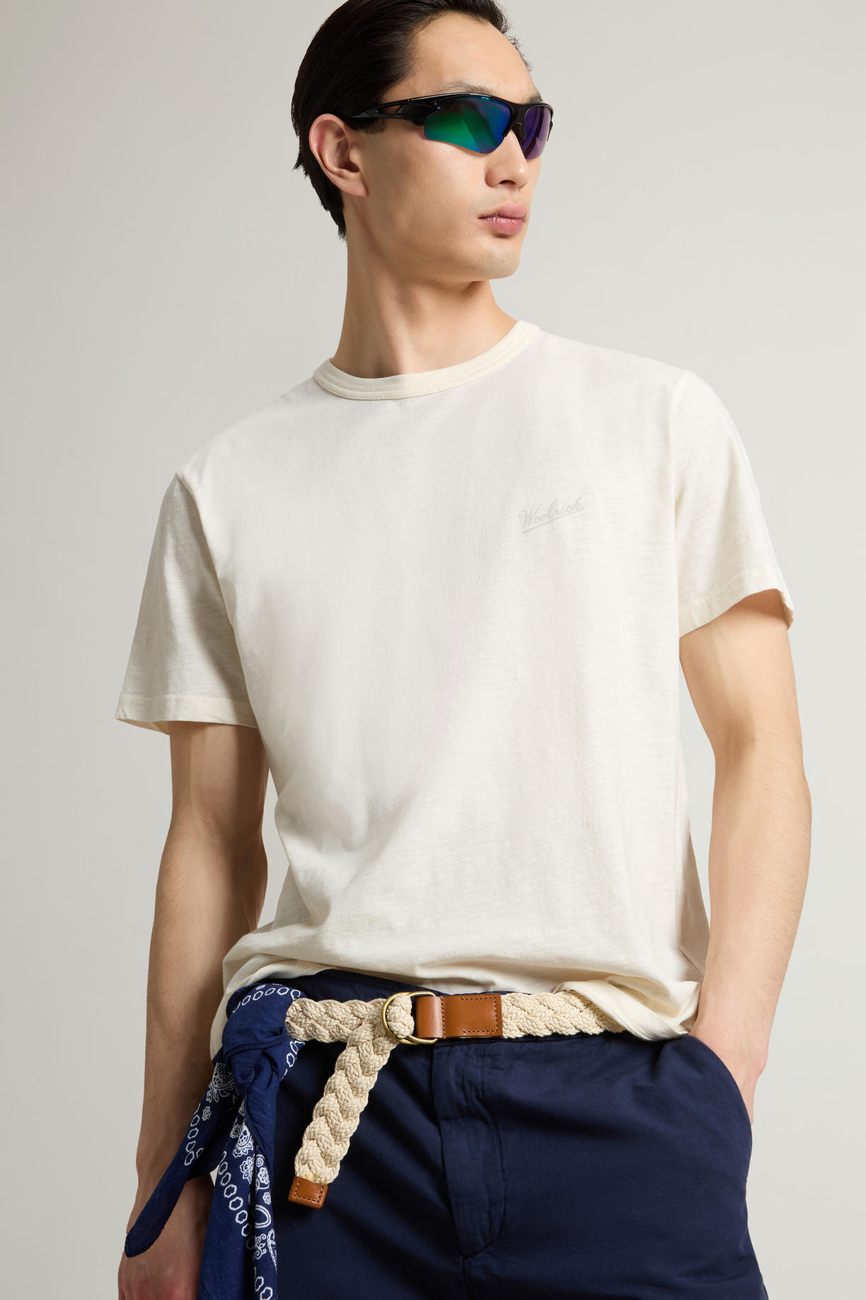 T-Shirt in puro cotone fiammato CFWOTE0161MRUT4061 8887 WOOLRICH Jet stream 