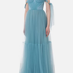 Abito red carpet in tulle con volant sulle maniche AB46532E2 016 ELISABETTA FRANCHI Carta da zucchero 