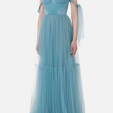Abito red carpet in tulle con volant sulle maniche AB46532E2 016 ELISABETTA FRANCHI Carta da zucchero 