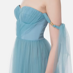 Abito red carpet in tulle con volant sulle maniche AB46532E2 016 ELISABETTA FRANCHI Carta da zucchero 