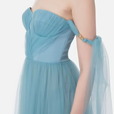 Abito red carpet in tulle con volant sulle maniche AB46532E2 016 ELISABETTA FRANCHI Carta da zucchero 