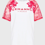 T-shirt manica corta D42EL068EE7 MF241 ERMANNO FIRENZE Bianco/fucsia 