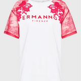 T-shirt manica corta D42EL068EE7 MF241 ERMANNO FIRENZE Bianco/fucsia 