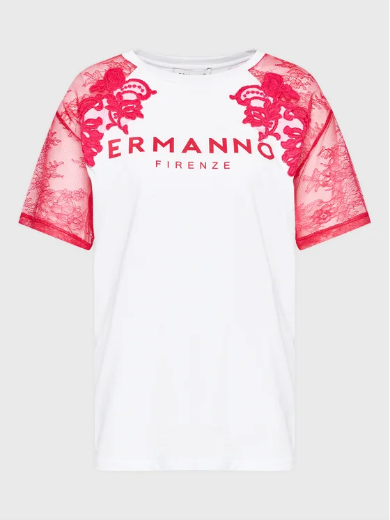 T-shirt manica corta D42EL068EE7 MF241 ERMANNO FIRENZE Bianco/fucsia 