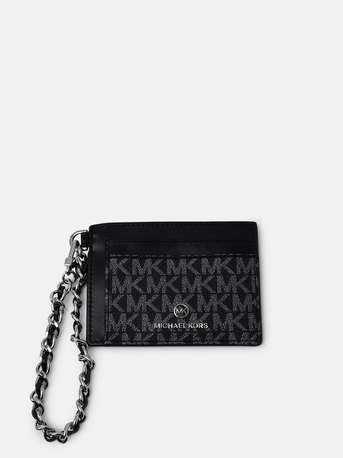 Portacarte logato con catena 34F2ST9D50 023 MICHAEL KORS Blk/silver 
