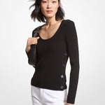 Pullover in maglia stretch a coste MS360MM33D 001 MICHAEL KORS Black 