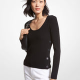 Pullover in maglia stretch a coste MS360MM33D 001 MICHAEL KORS Black 