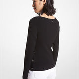 Pullover in maglia stretch a coste MS360MM33D 001 MICHAEL KORS Black 
