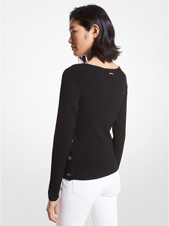 Pullover in maglia stretch a coste MS360MM33D 001 MICHAEL KORS Black 