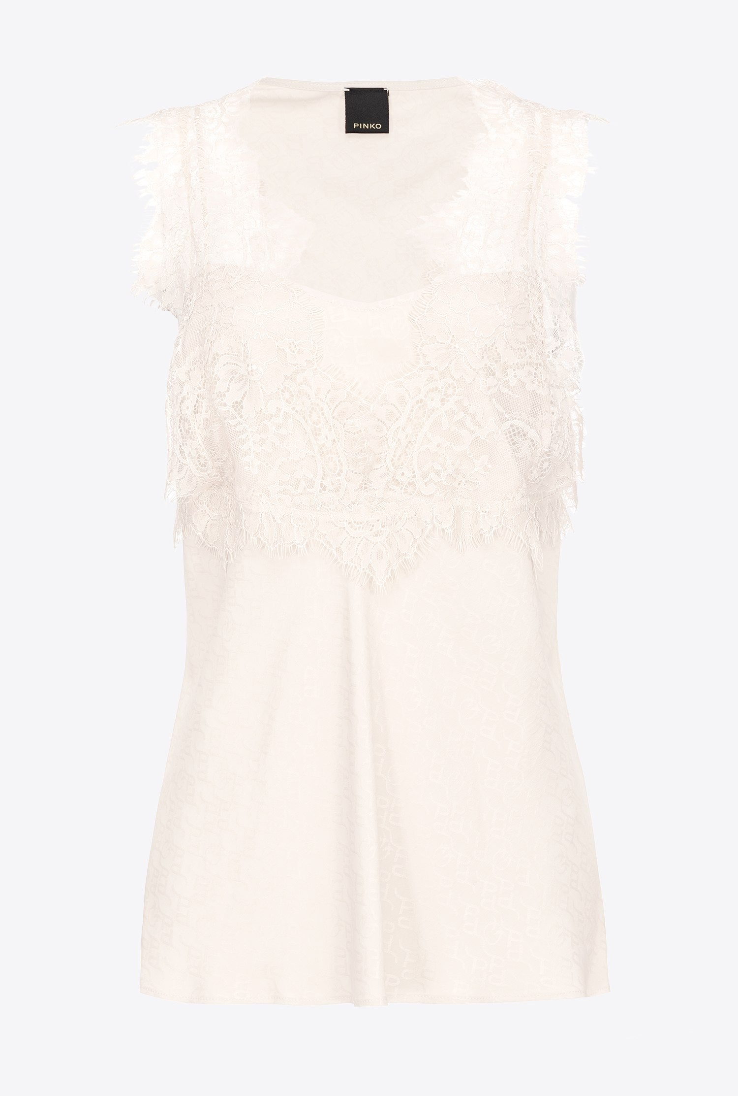 Top jacquard logato con pizzo 100123A01P N96 PINKO White 