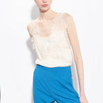 Top jacquard logato con pizzo 100123A01P N96 PINKO White 