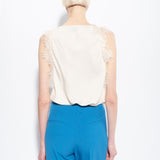 Top jacquard logato con pizzo 100123A01P N96 PINKO White 