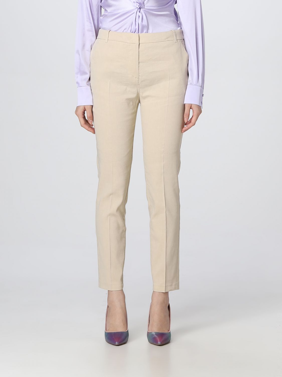 Pantalone dritto in punto stoffa 100155A0IM C28 PINKO Beige 