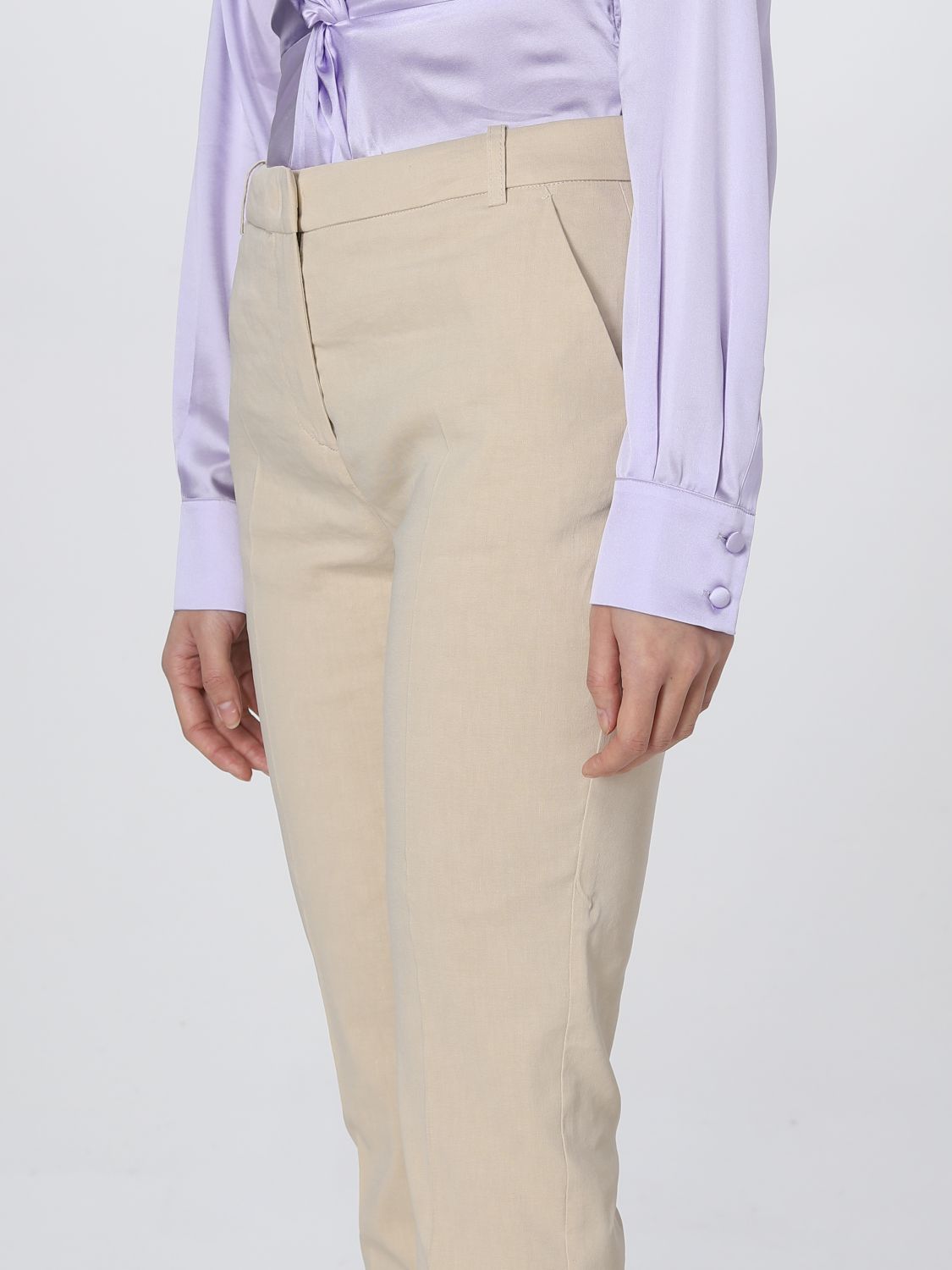 Pantalone dritto in punto stoffa 100155A0IM C28 PINKO Beige 