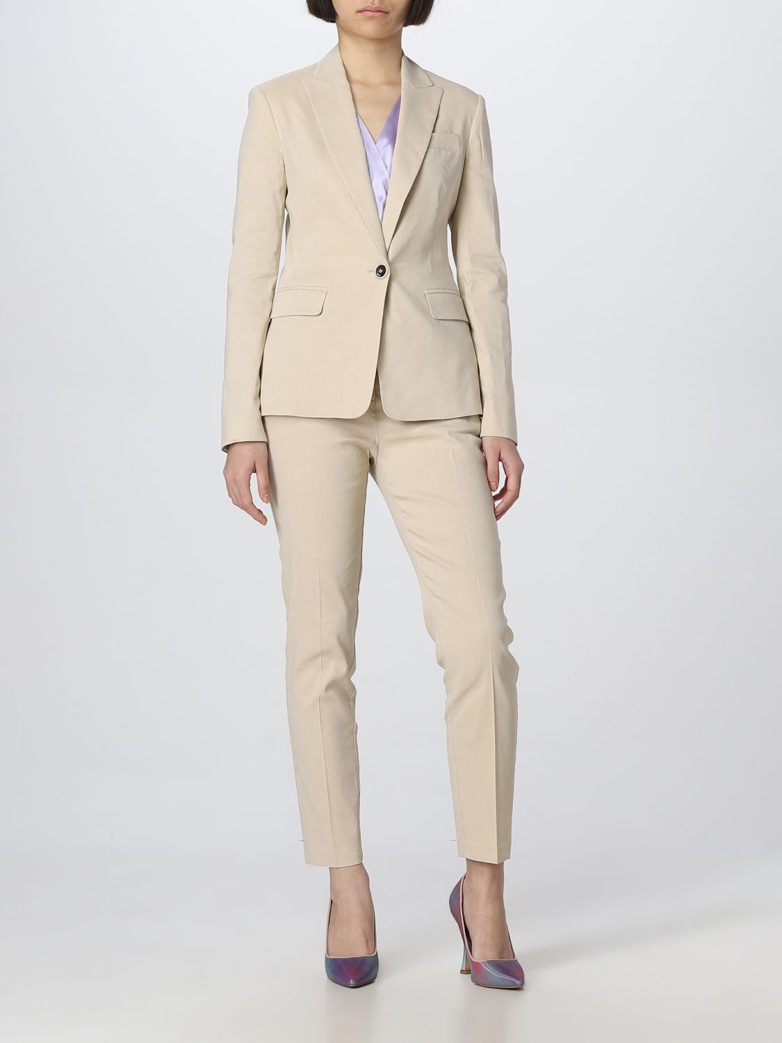 Pantalone dritto in punto stoffa 100155A0IM C28 PINKO Beige 