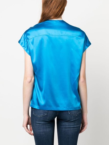 Blusa in seta 100376ZR64 F71 PINKO Light blue 