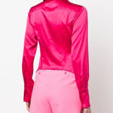 Camicia in satin di seta 100612ZR64 P46 PINKO Pink 