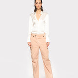 Camicia in satin di seta 100612ZR64 Z05 PINKO Bianco 