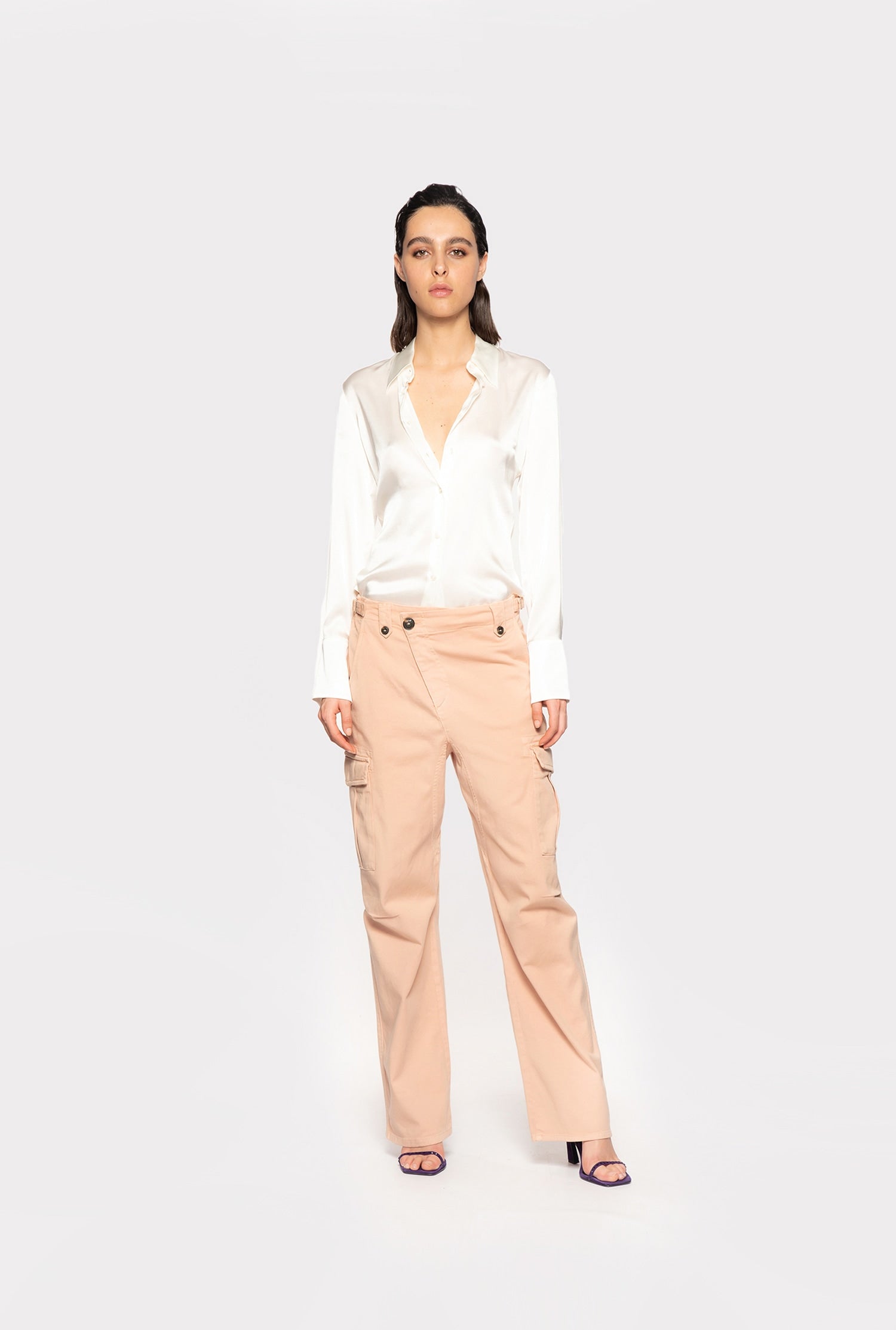 Camicia in satin di seta 100612ZR64 Z05 PINKO Bianco 
