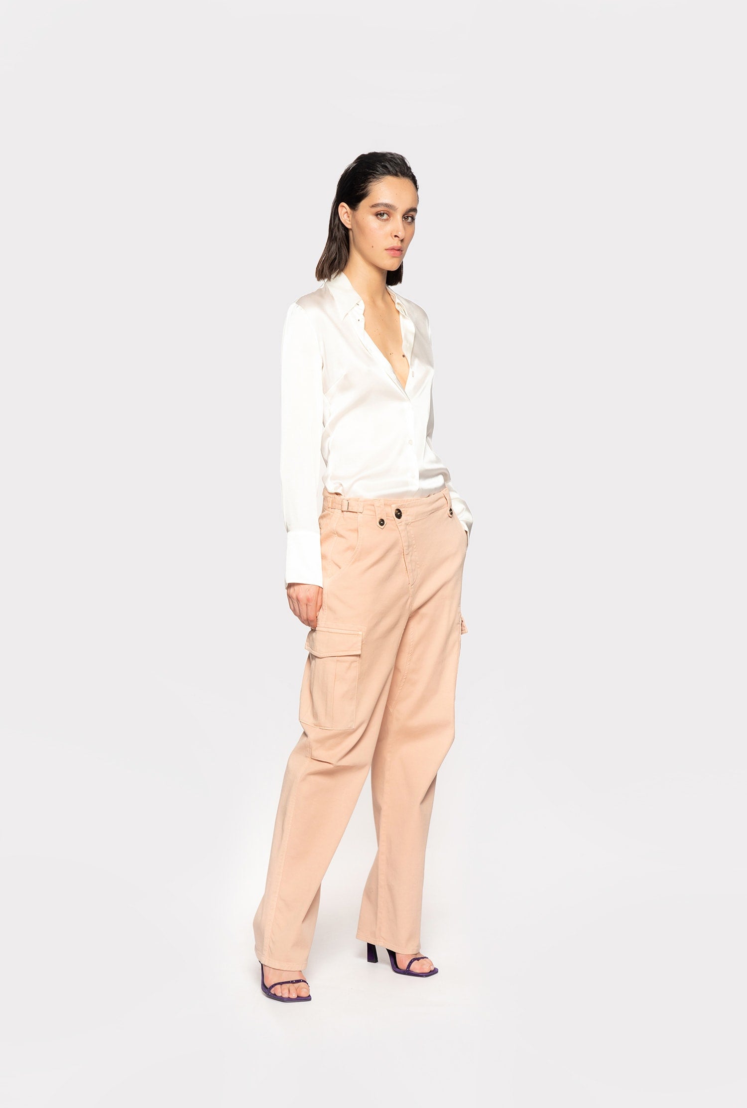 Camicia in satin di seta 100612ZR64 Z05 PINKO Bianco 