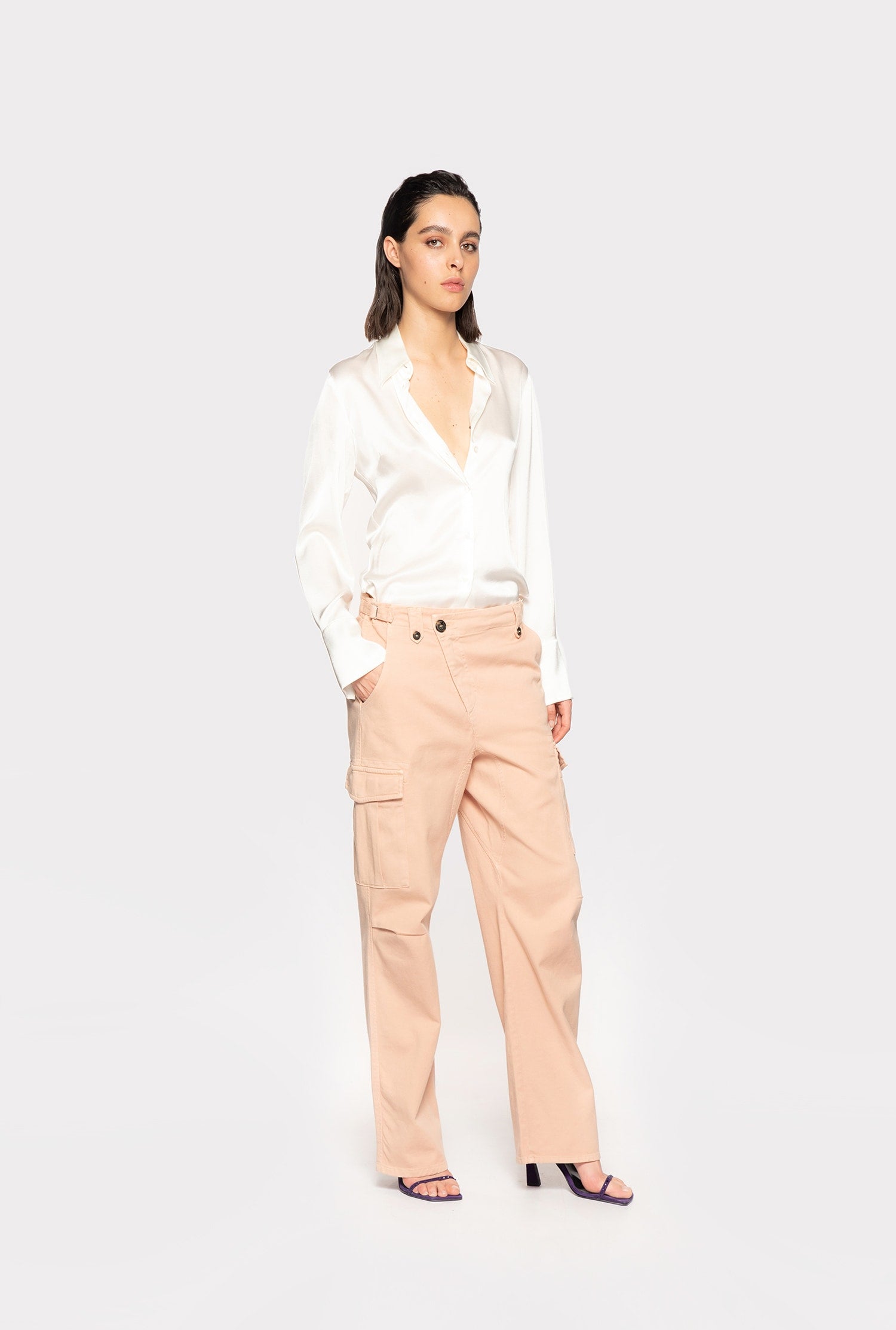 Camicia in satin di seta 100612ZR64 Z05 PINKO Bianco 
