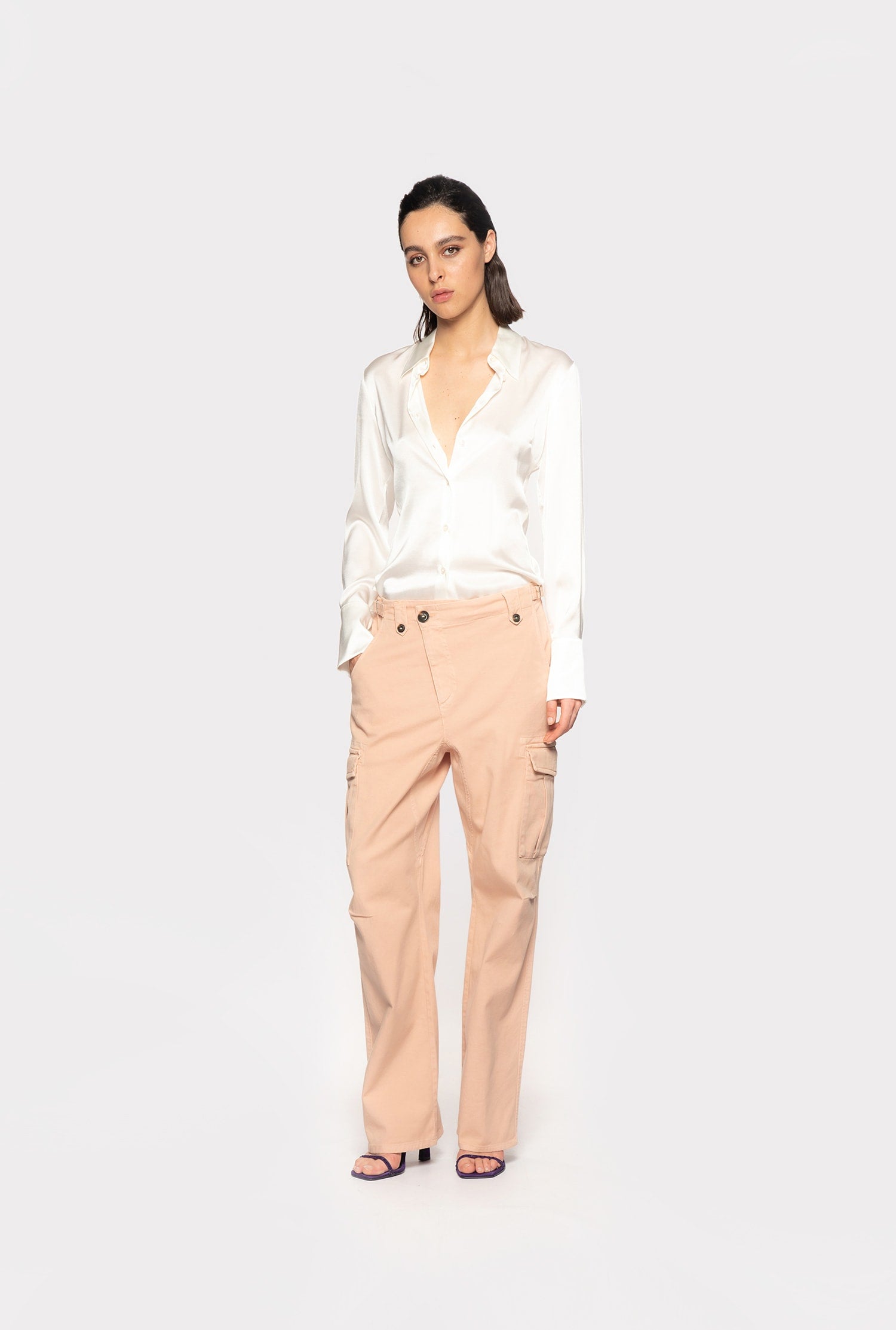 Camicia in satin di seta 100612ZR64 Z05 PINKO Bianco 