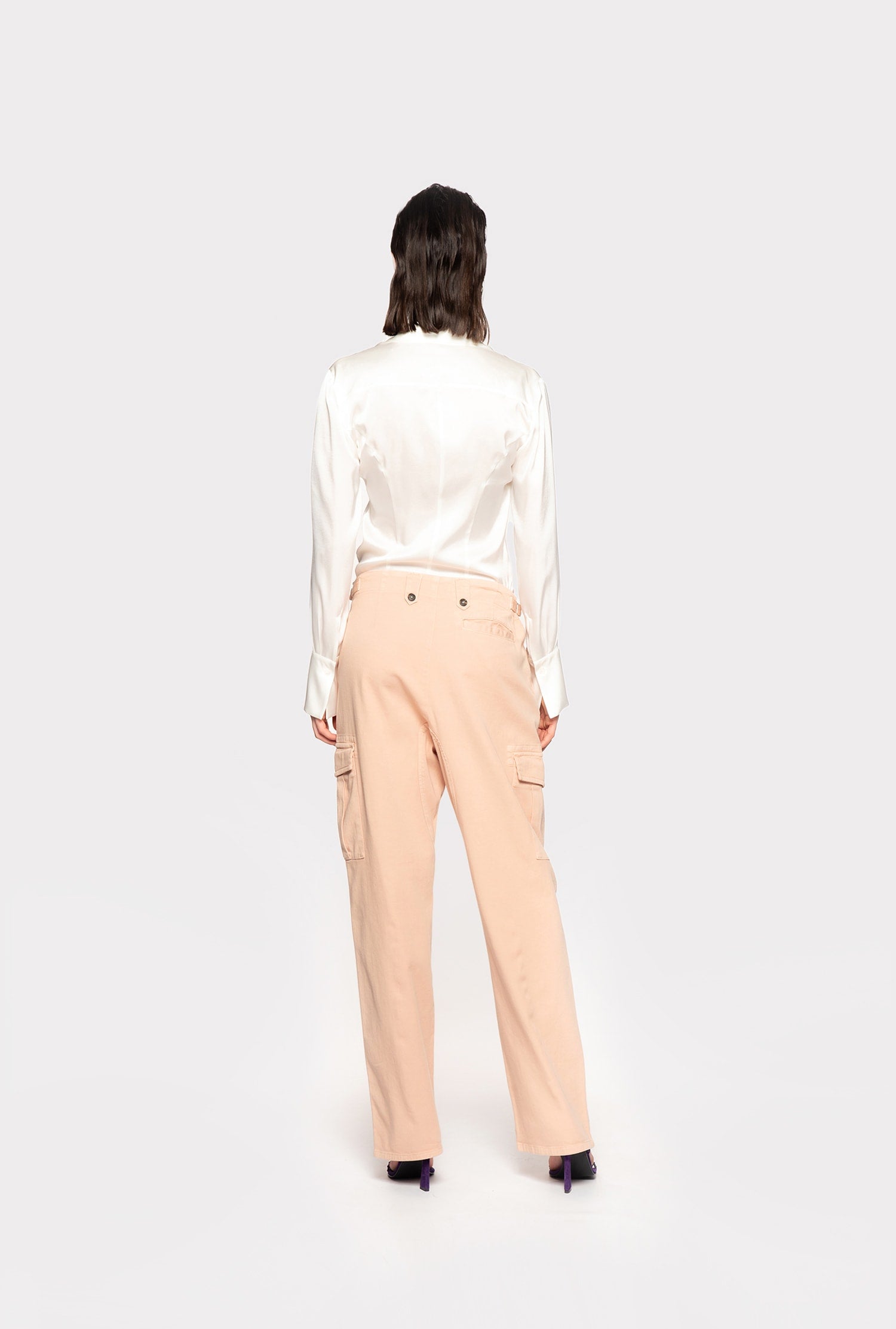 Camicia in satin di seta 100612ZR64 Z05 PINKO Bianco 
