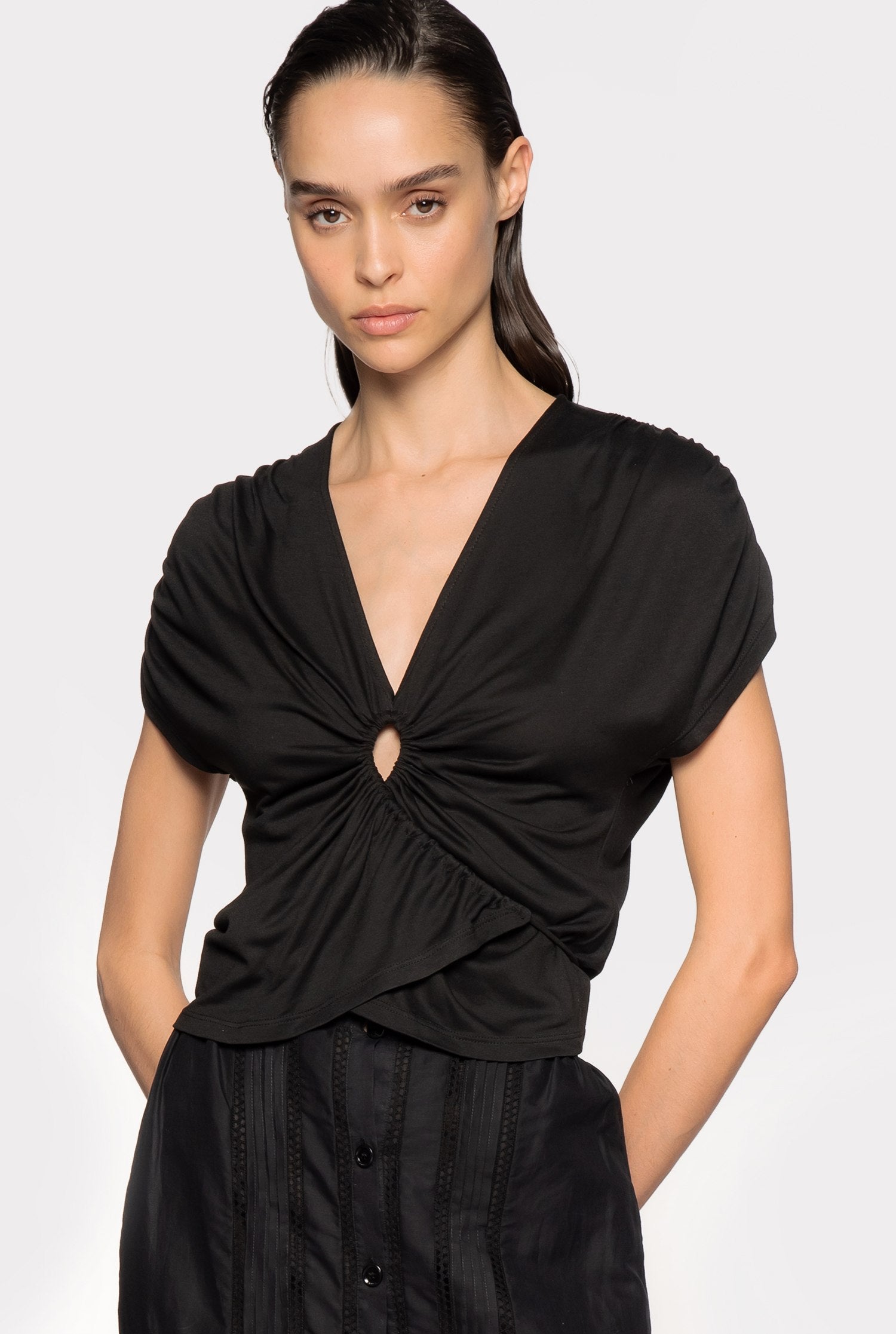 Top incrociato in jersey 102270A1C4 Z99 PINKO Black 