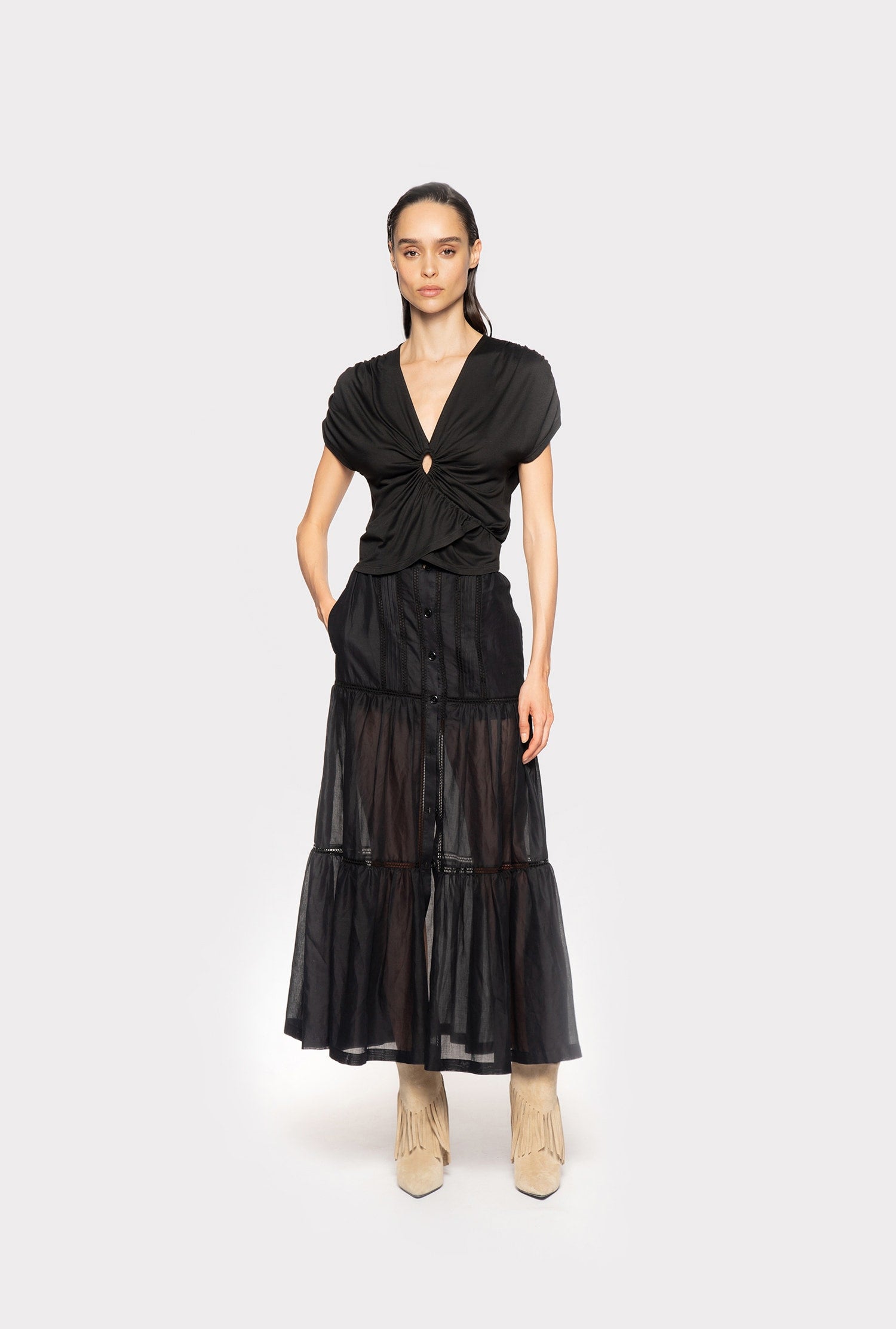 Top incrociato in jersey 102270A1C4 Z99 PINKO Black 