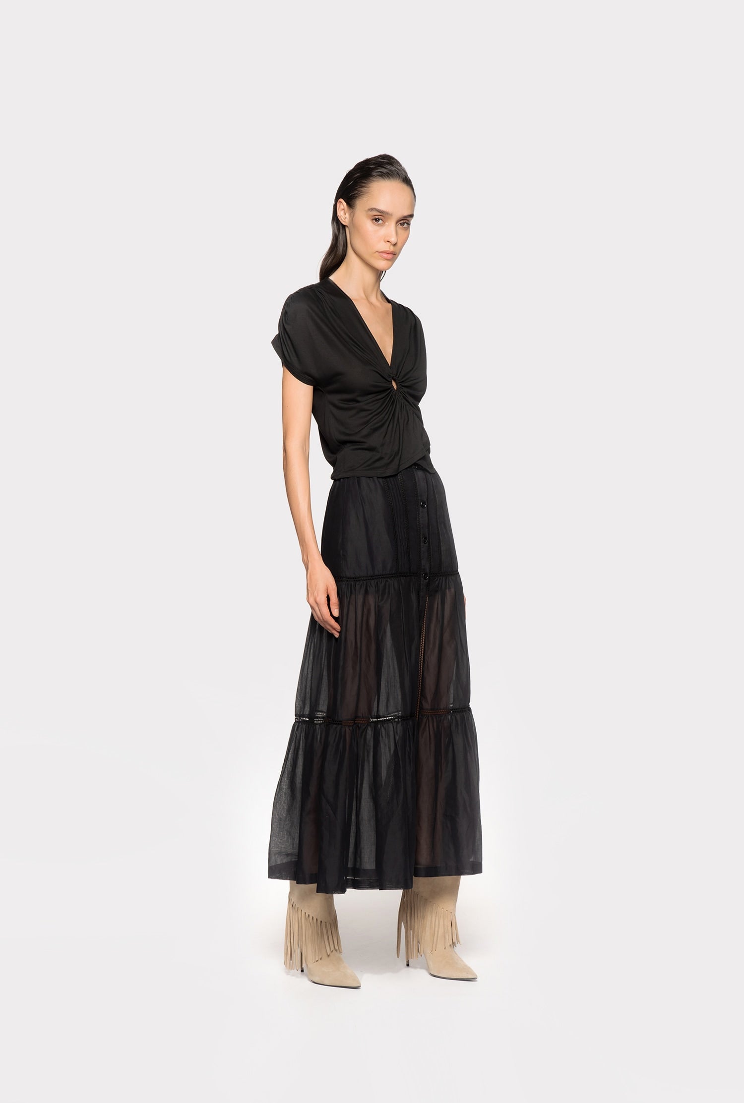 Top incrociato in jersey 102270A1C4 Z99 PINKO Black 