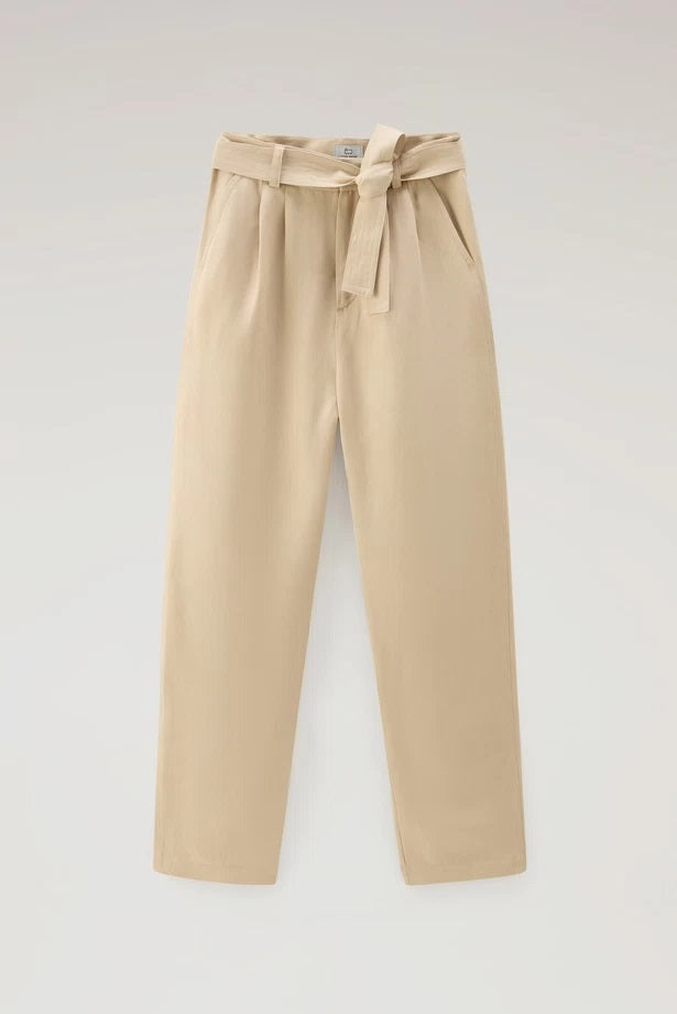 Pantaloni con cintura in misto lino viscosa CFWWTR0151FRUT3043 8925 WOOLRICH Feather beige 