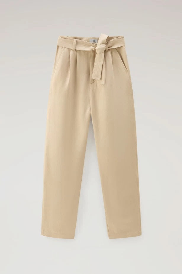 Pantaloni con cintura in misto lino viscosa CFWWTR0151FRUT3043 8925 WOOLRICH Feather beige 