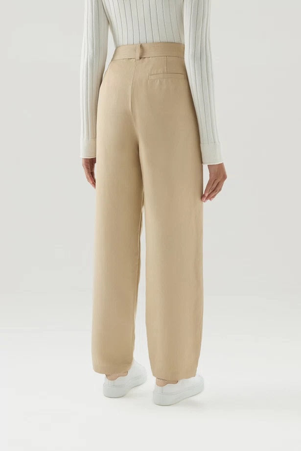 Pantaloni con cintura in misto lino viscosa CFWWTR0151FRUT3043 8925 WOOLRICH Feather beige 
