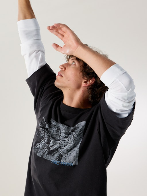T-Shirt manica corta stampata KRAGG COTTON LITHOGRAPHICA SS M X0000099 01 ARC'TERYX Black 