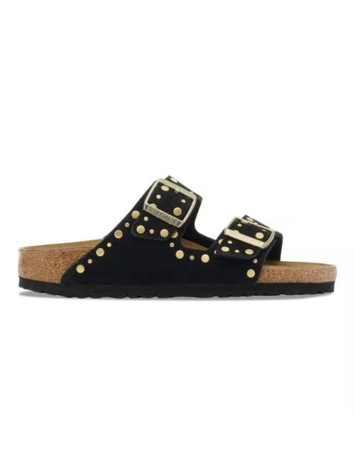 Ciabatta in pelle scamosciata con rivetti ARIZONA RIVET 1030348 BLACK BIRKENSTOCK Black 