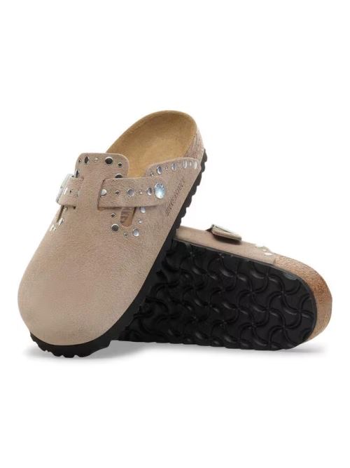 Ciabatta in pelle scamosciata con rivetti BOSTON RIVET 1030418 TAUPE BIRKENSTOCK Taupe 