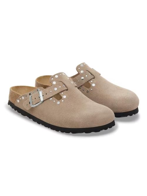 Ciabatta in pelle scamosciata con rivetti BOSTON RIVET 1030418 TAUPE BIRKENSTOCK Taupe 