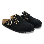 Ciabatta in pelle scamosciata con rivetti BOSTON RIVET 1030491 BLACK BIRKENSTOCK Black 