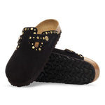 Ciabatta in pelle scamosciata con rivetti BOSTON RIVET 1030491 BLACK BIRKENSTOCK Black 