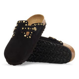 Ciabatta in pelle scamosciata con rivetti BOSTON RIVET 1030491 BLACK BIRKENSTOCK Black 