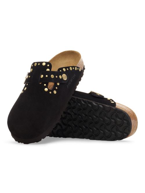 Ciabatta in pelle scamosciata con rivetti BOSTON RIVET 1030491 BLACK BIRKENSTOCK Black 