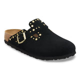 Ciabatta in pelle scamosciata con rivetti BOSTON RIVET 1030491 BLACK BIRKENSTOCK Black 