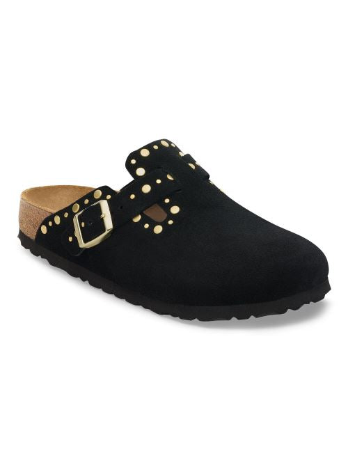 Ciabatta in pelle scamosciata con rivetti BOSTON RIVET 1030491 BLACK BIRKENSTOCK Black 